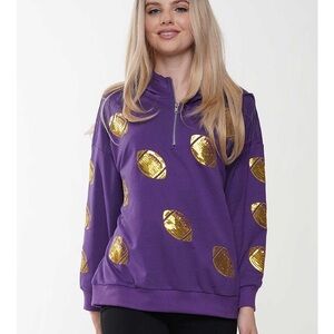 Purple Hoodie with Gold Footballs